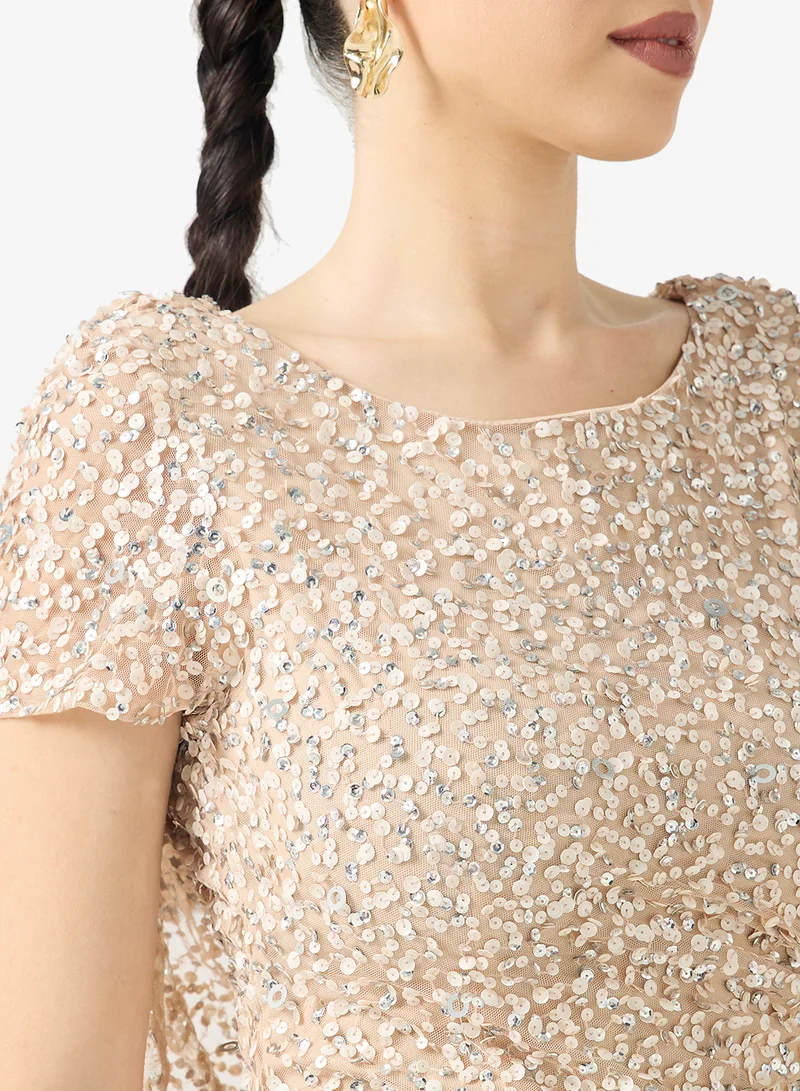 Namshi x  Sequin Embellished Dress With Back Cowl for Women | Best Price UAE